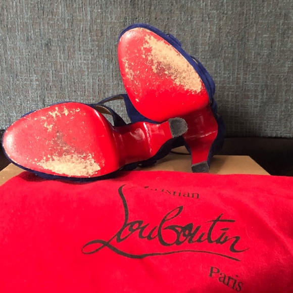 Christian Louboutin size 37 royal blue suede heels - Picture 4 of 8